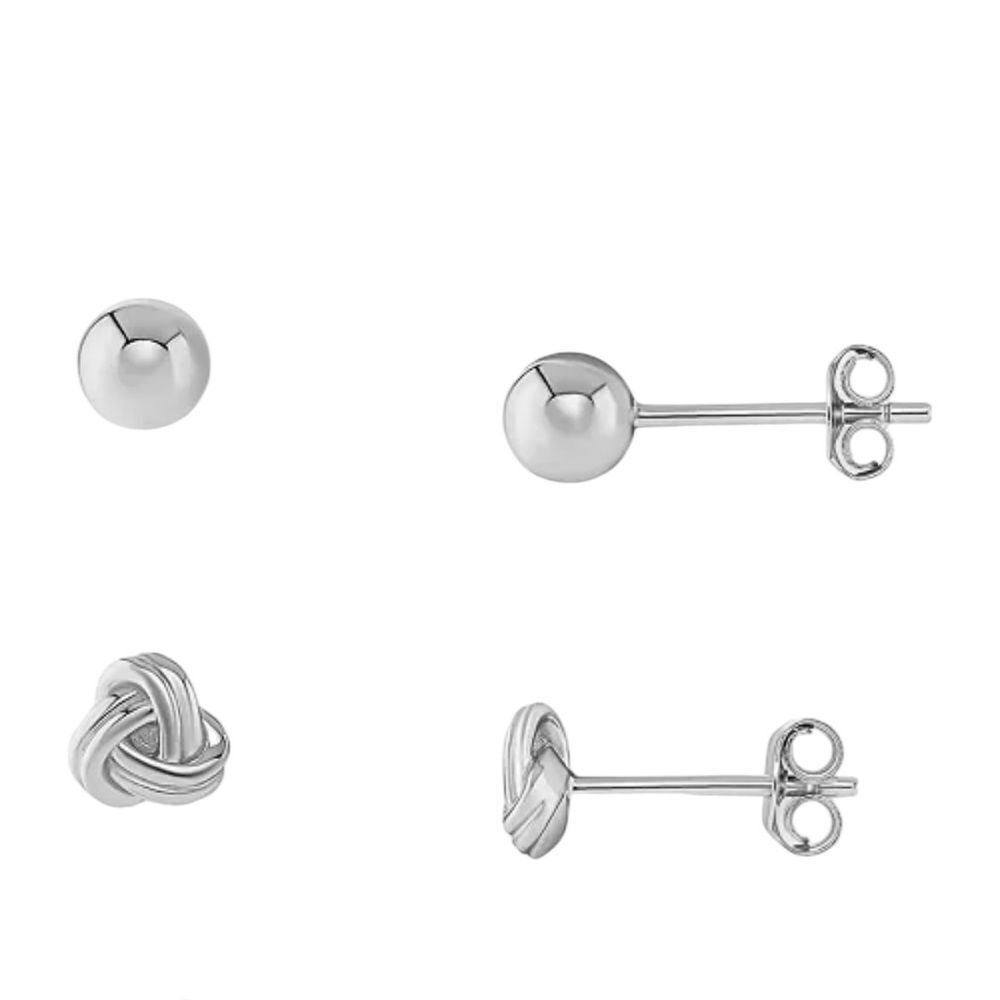 R.H. Macy & Co Elegant Sterling Silver Knot and Hoop Earring Set